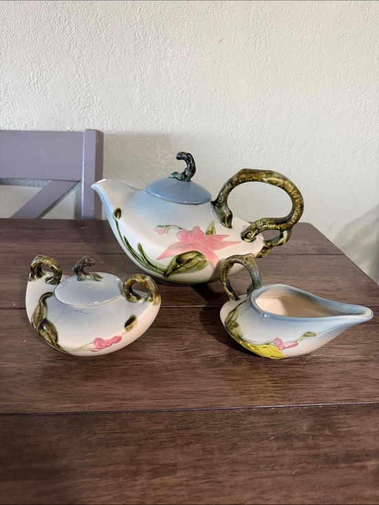 Other - Vintage Hull Pottery Woodland Tea Set Teapot Creamer Sugar Bowl Signed 1950's